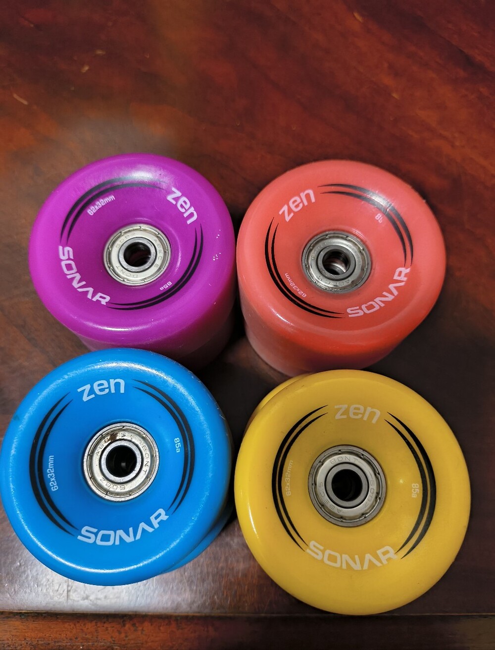 Riedell Sonar Zen Quad Rollerskate Wheels Set Of 8 Multicolor with bearings